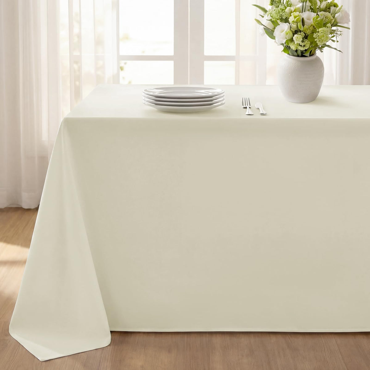 Softalker Rectangle Tablecloth, Waterproof Table Cloths Wrinkle Free Fabric Washable Polyester Table Cover for Dining Tables Party Outdoor Camping Parties Buffet - 60 x 84 inch, Navy Blue