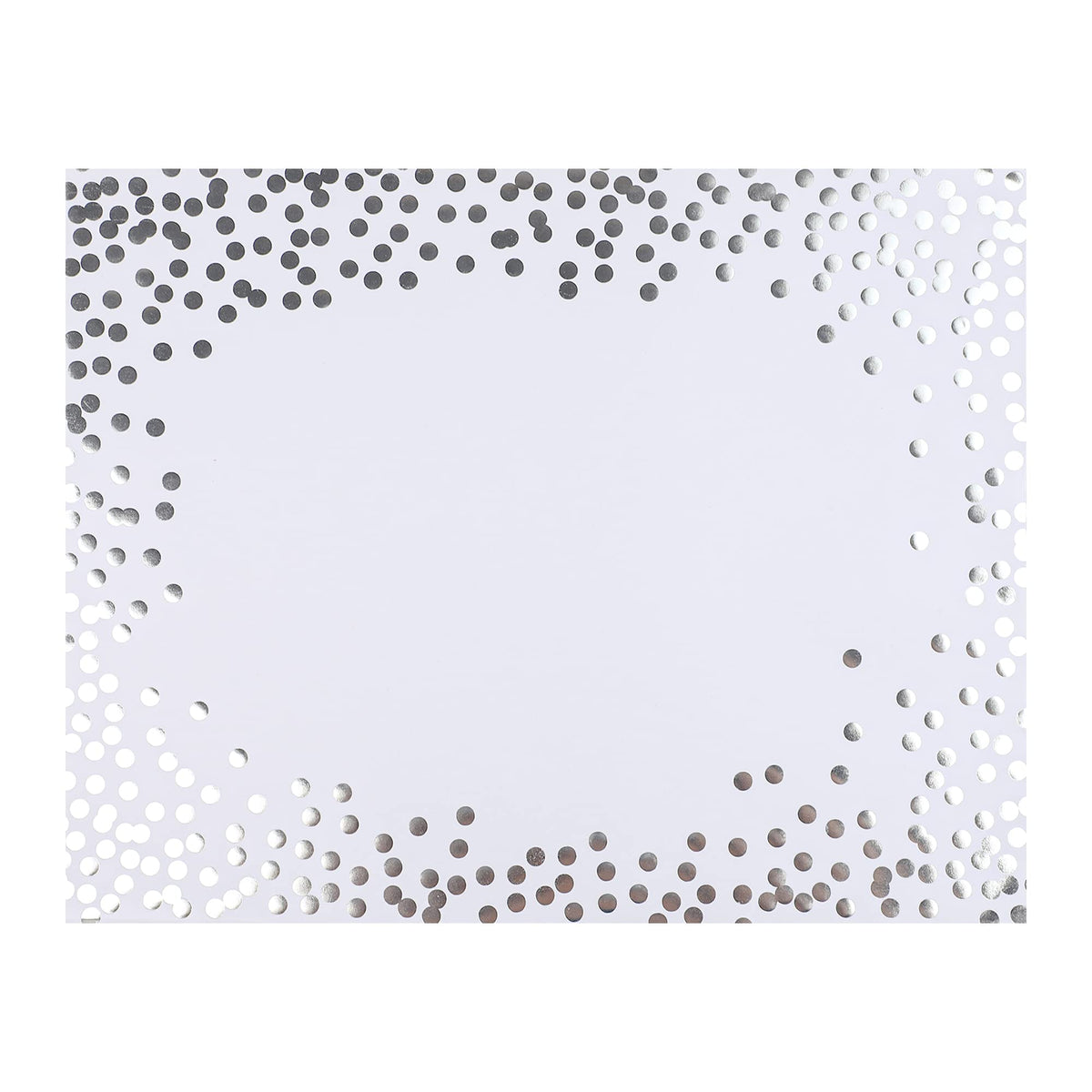 45 Pieces Silver Foil Paper Placemats White and Silver Dots Place Mats Disposable Decorative Paper Table Mats Rectangle Party Placemats for Birthday Wedding Baby Shower Party Dining Decor
