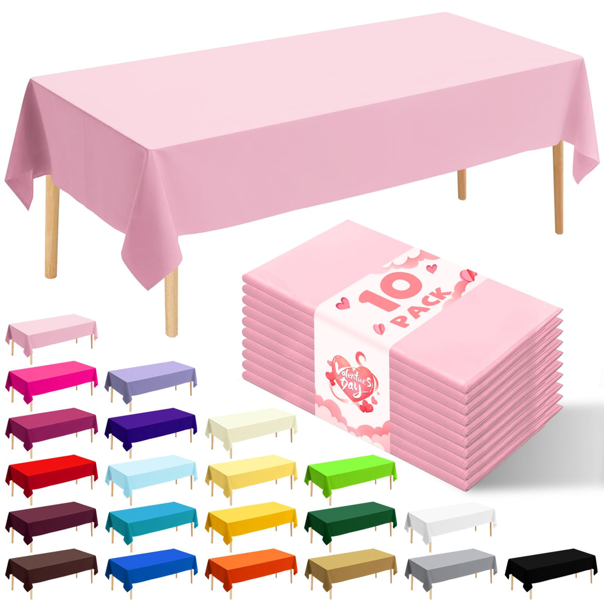 10 Pack Silver Grey Plastic Tablecloth 54x108 Inch Disposable Waterproof Rectangle Table Cover for Party Birthday Wedding Picnic Outdoor