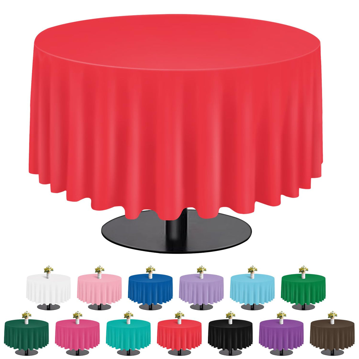 tujol Pink and White Checkered 6 Pack Plastic Table Cloth 54" x 108"