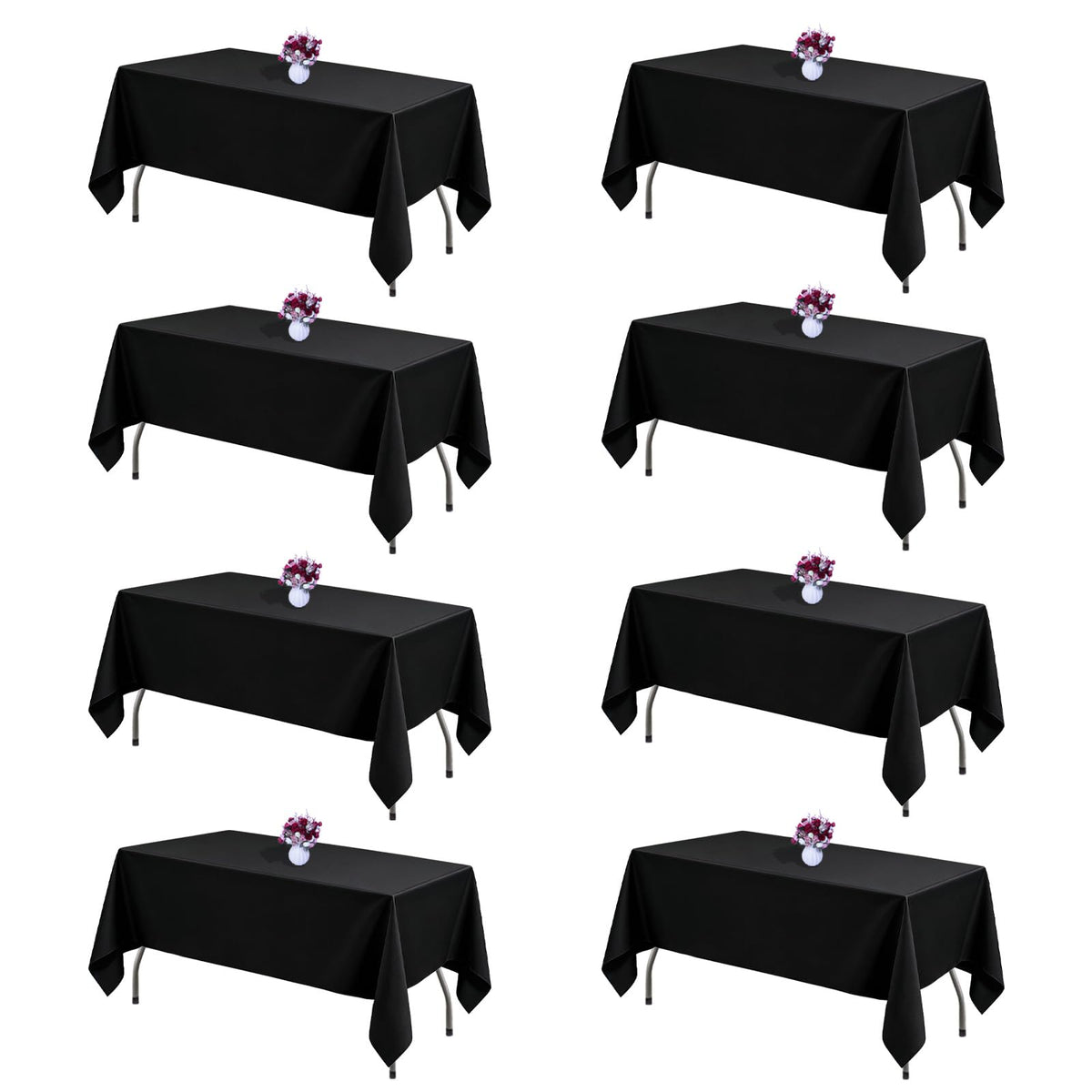 Black Tablecloths Rectangle 60 x 102 Inch, 12 Pack
