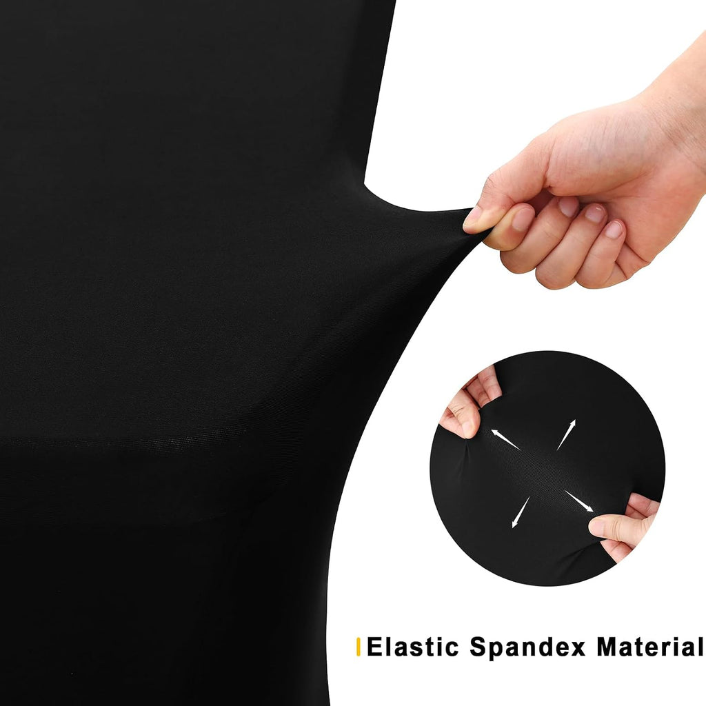 Smiry 2 Pack Spandex Table Cloth 6FT, Elastic Fitted Black Tablecloth