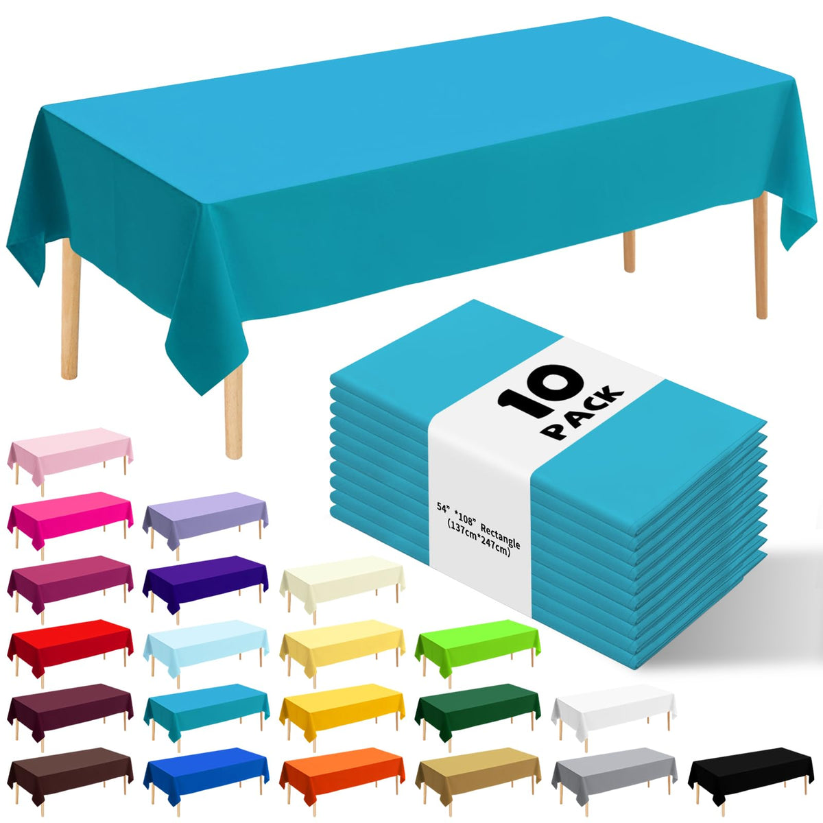 10 Pack Silver Grey Plastic Tablecloth 54x108 Inch Disposable Waterproof Rectangle Table Cover for Party Birthday Wedding Picnic Outdoor