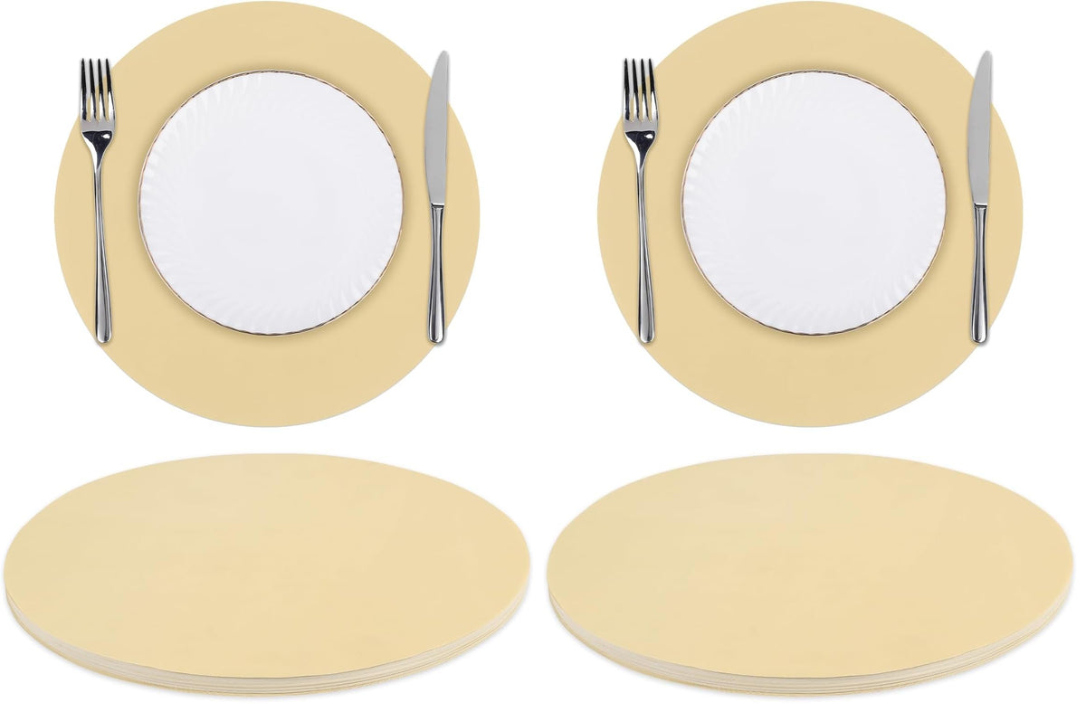 SHACOS 100 pcs Round Paper Placemats Disposable 13 inch Colored Paper Decorative Place Mats for Wedding Birthday Party Bridal Baby Shower Events Table Decoration, Brown