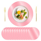 KesaPlan 50PCS 13in Round Gold Placemats, Disposable Paper Chargers Plate