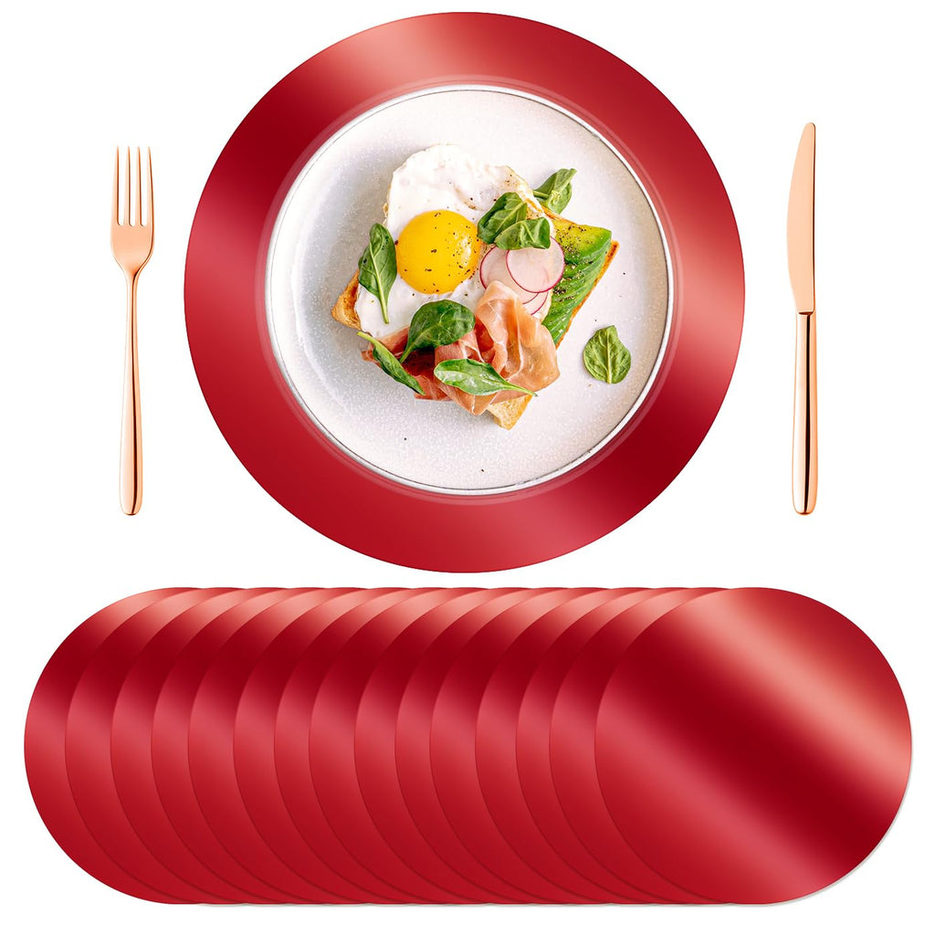 KesaPlan 50PCS 13in Round Gold Placemats, Disposable Paper Chargers Plate