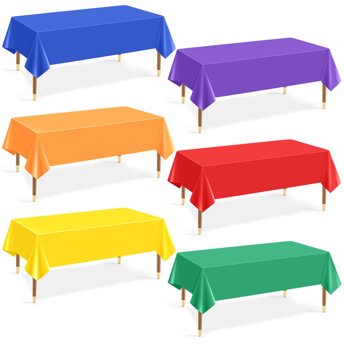 mwellewm 6Pc Plastic Table Cloth Disposable Tablecloth for Rectangle Tables