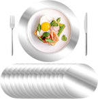 KesaPlan 50PCS 13in Round Gold Placemats, Disposable Paper Chargers Plate
