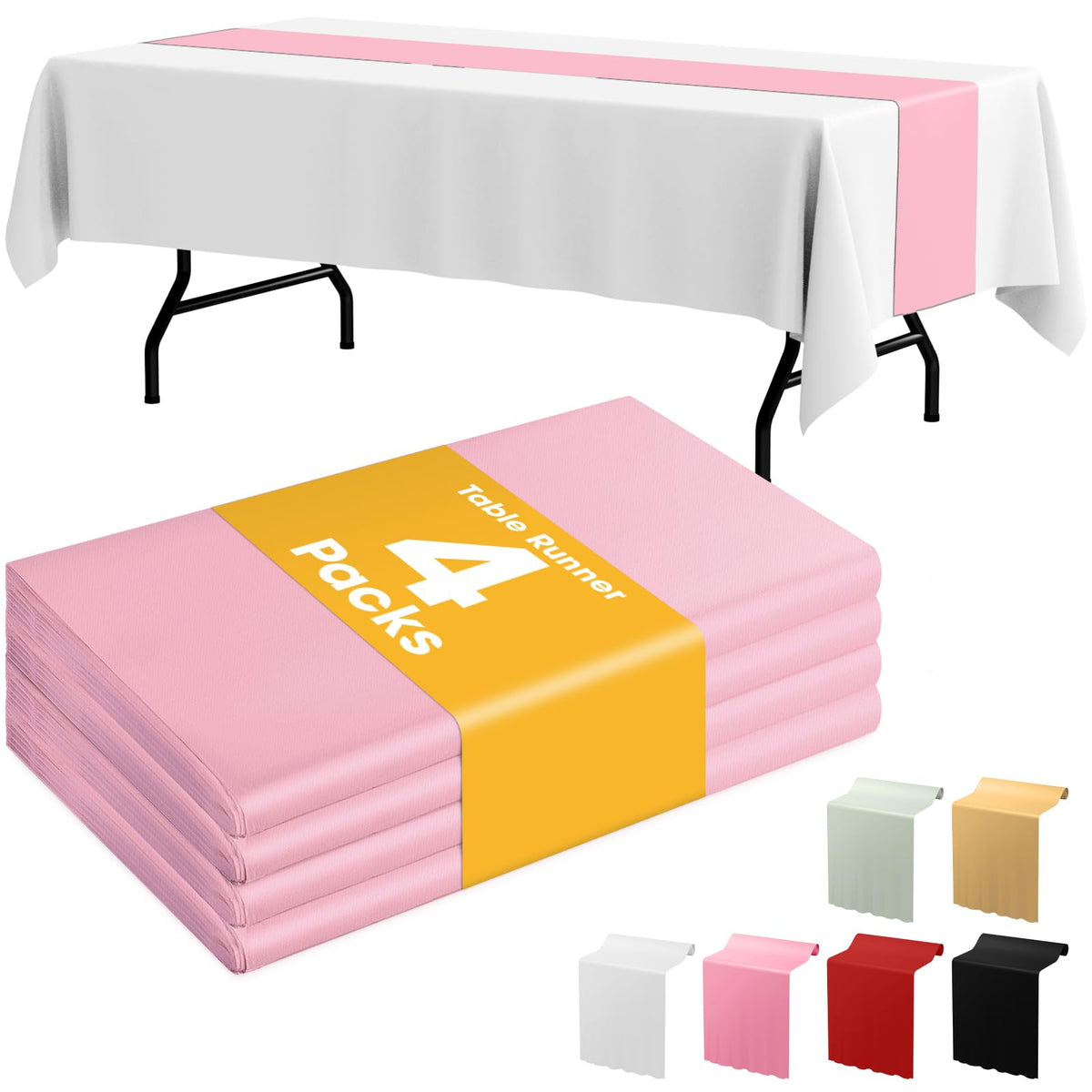 Niuara Ivory Plastic Table Cloth Disposable, 4 Pack, 54 x 108 in