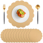 60 Pcs Light Pink Paper Placemats, 13.5 Inch Disposable Scalloped Placemat