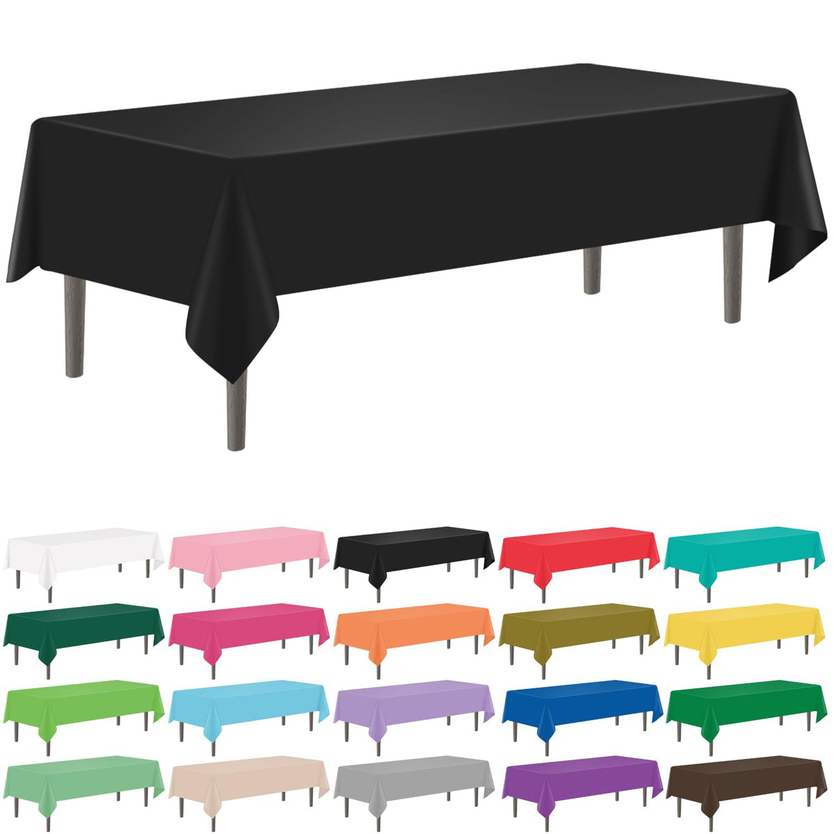 YSYJ 12 Pack Beige 54 x 108 Inch Disposable Plastic Tablecloths Rectangular Table Cloth Plastic Table Cover for Parties