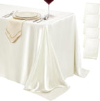 4 Pack Ivory Satin Tablecloth 58 x 102 Inch Overlay Seamless Design