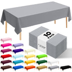 10 Pack Silver Grey Plastic Tablecloth 54x108 Inch Disposable Waterproof Rectangle Table Cover for Party Birthday Wedding Picnic Outdoor