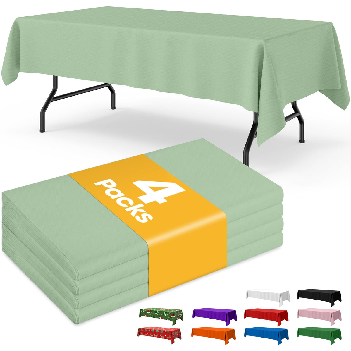 Niuara Ivory Plastic Table Cloth Disposable, 4 Pack, 54 x 108 in
