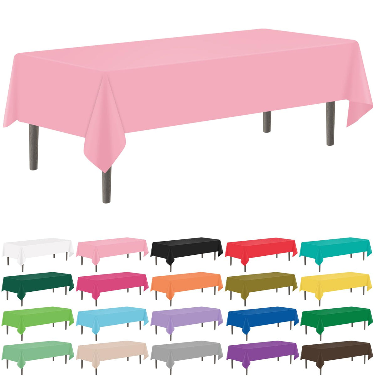 YSYJ 12 Pack Beige 54 x 108 Inch Disposable Plastic Tablecloths Rectangular Table Cloth Plastic Table Cover for Parties