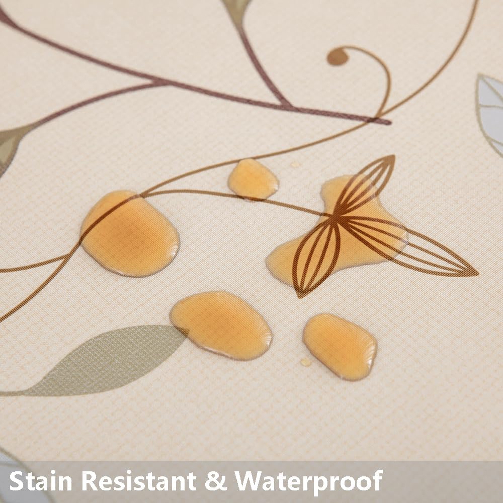 TruDelve Heavy Duty Vinyl Tablecloth Beige Plastic Table Cloth Waterproof Wipeable Oilcloth Tablecloths for Rectangle Tables (54'' x 72'', Leaves)
