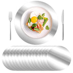 KesaPlan 50PCS 13in Round Gold Placemats, Disposable Paper Chargers Plate