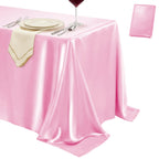 4 Pack Ivory Satin Tablecloth 58 x 102 Inch Overlay Seamless Design