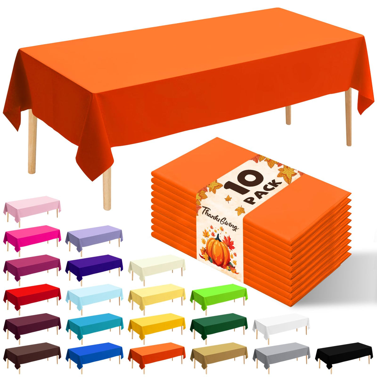10 Pack Silver Grey Plastic Tablecloth 54x108 Inch Disposable Waterproof Rectangle Table Cover for Party Birthday Wedding Picnic Outdoor