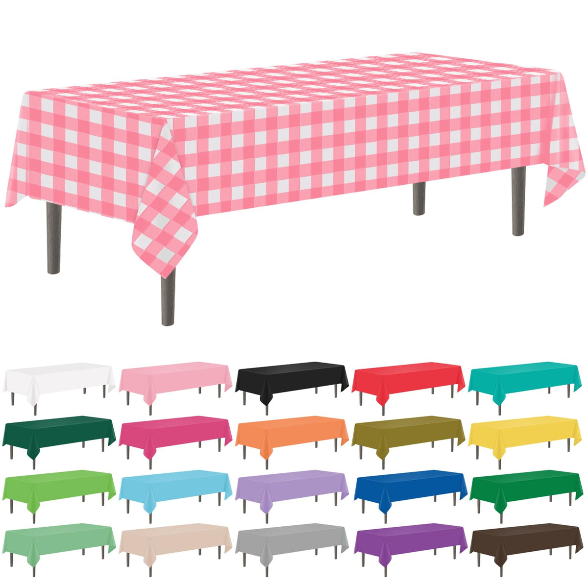 YSYJ 12 Pack Beige 54 x 108 Inch Disposable Plastic Tablecloths Rectangular Table Cloth Plastic Table Cover for Parties