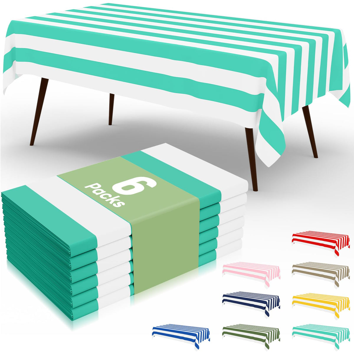 misaya 3 Packs Striped Disposable Table Cloth, 54 x 108 Inch Waterproof Rectangle Tablecloth, Leakproof & Sturdy Decorative Table Covers for Picnic, Party, Back to School and Outdoor, Yellow and White