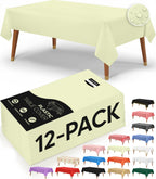 Utopia Kitchen Plastic Table Cloth Disposable [White, 12 Pack]
