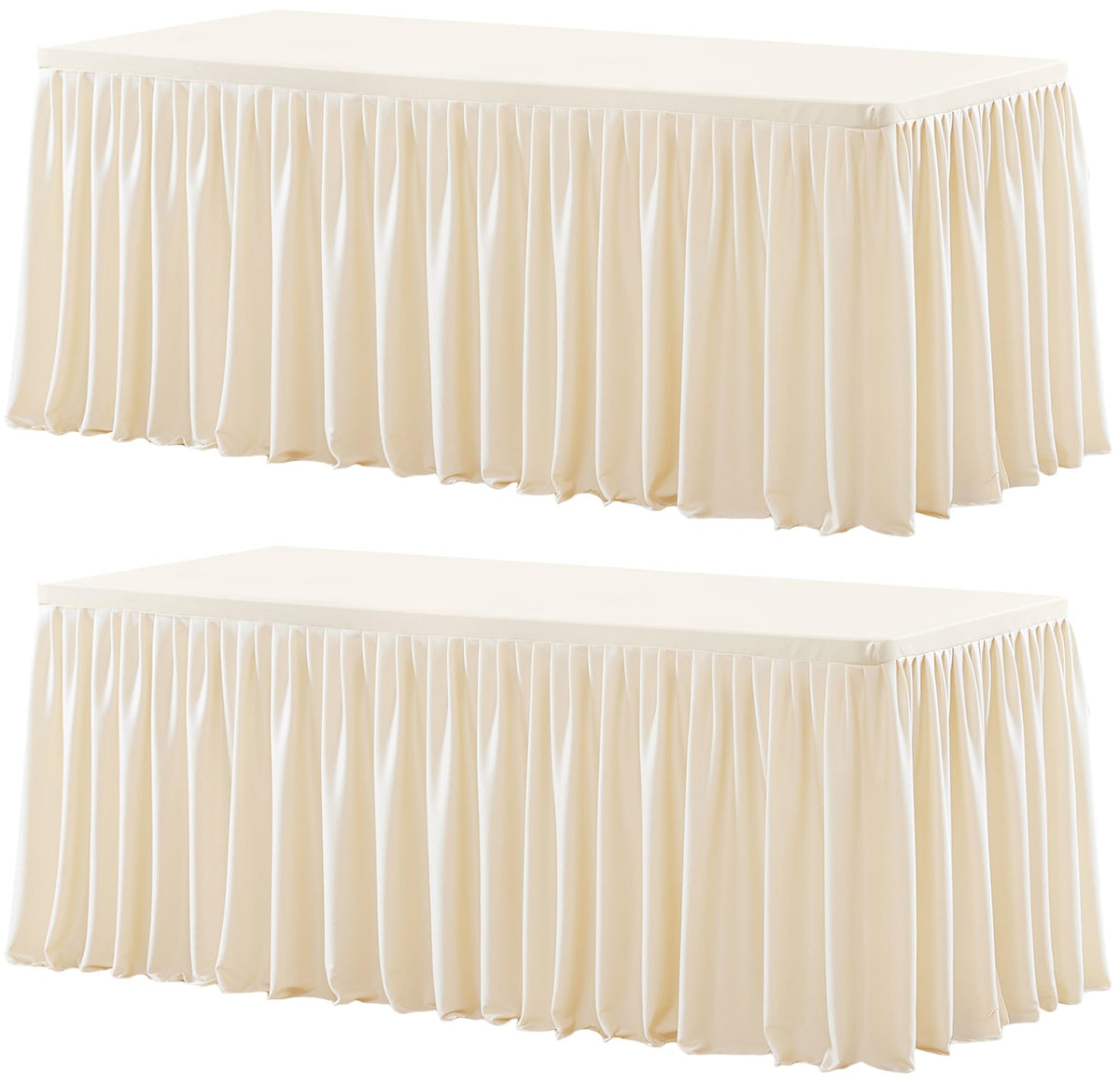 Wish Care 2 Pack Champagne Rectangle Table Clothes for 6 Foot Tables, Polyester Fitted Tablecloths 6t Stretch Table Cover for Wedding, Birthday, Parties, Trade Show, Craft Show