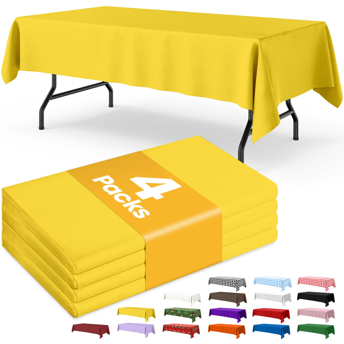 Niuara Ivory Plastic Table Cloth Disposable, 4 Pack, 54 x 108 in