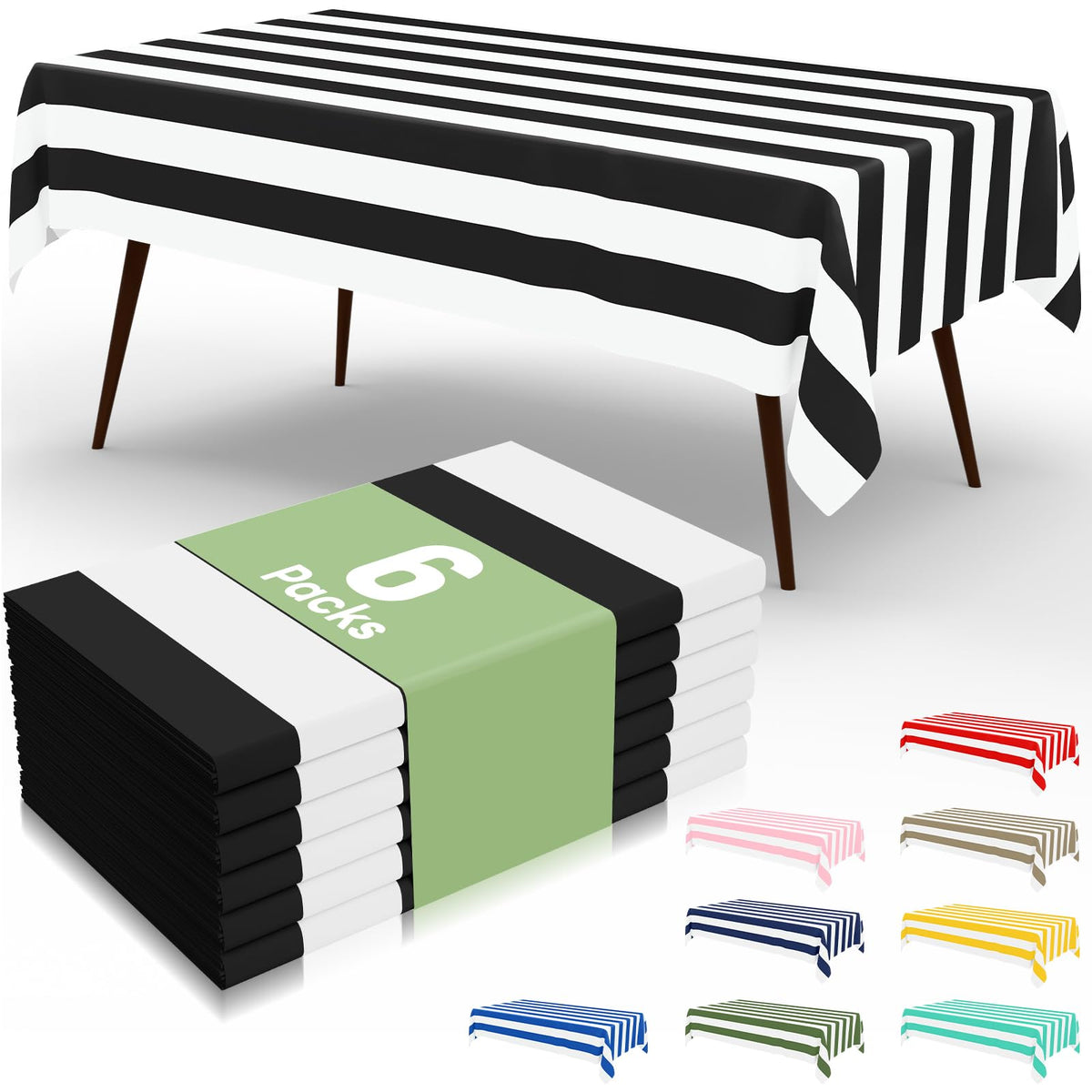 misaya 3 Packs Striped Disposable Table Cloth, 54 x 108 Inch Waterproof Rectangle Tablecloth, Leakproof & Sturdy Decorative Table Covers for Picnic, Party, Back to School and Outdoor, Yellow and White