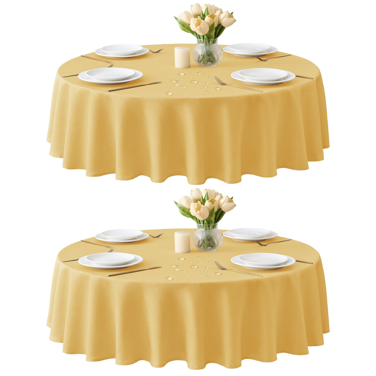 Fall Tablecloths Rectangular 6ft, Slub Texture, Waterproof, 2-Pack