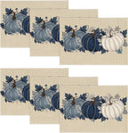 Artoid Mode Navy Blue Pumpkins Fall Placemats Set of 6-12 x 18 Inch