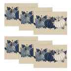 Artoid Mode Navy Blue Pumpkins Fall Placemats Set of 6-12 x 18 Inch