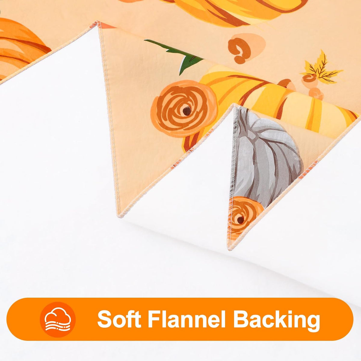 Smiry Fall Rectangle Table Cloth, Waterproof Vinyl Tablecloth with Flannel Backing, Wipeable Autumn Pumpkin Plastic Tablecloths for Harvest and Thanksgiving Parties, (Orange, 60"x84")