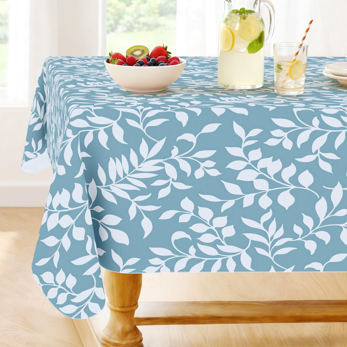 Smiry Fall Rectangle Table Cloth, Waterproof Vinyl Tablecloth with Flannel Backing, Wipeable Autumn Pumpkin Plastic Tablecloths for Harvest and Thanksgiving Parties, (Orange, 60"x84")