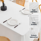 Amazon Basics Thin Rectangle Tablecloth, Water-Resistant Textured Fabric, Wrinkle Resistant, Washable Decorative Table Cover for Dining, Parties, 60" x 84", White, Pack of 1