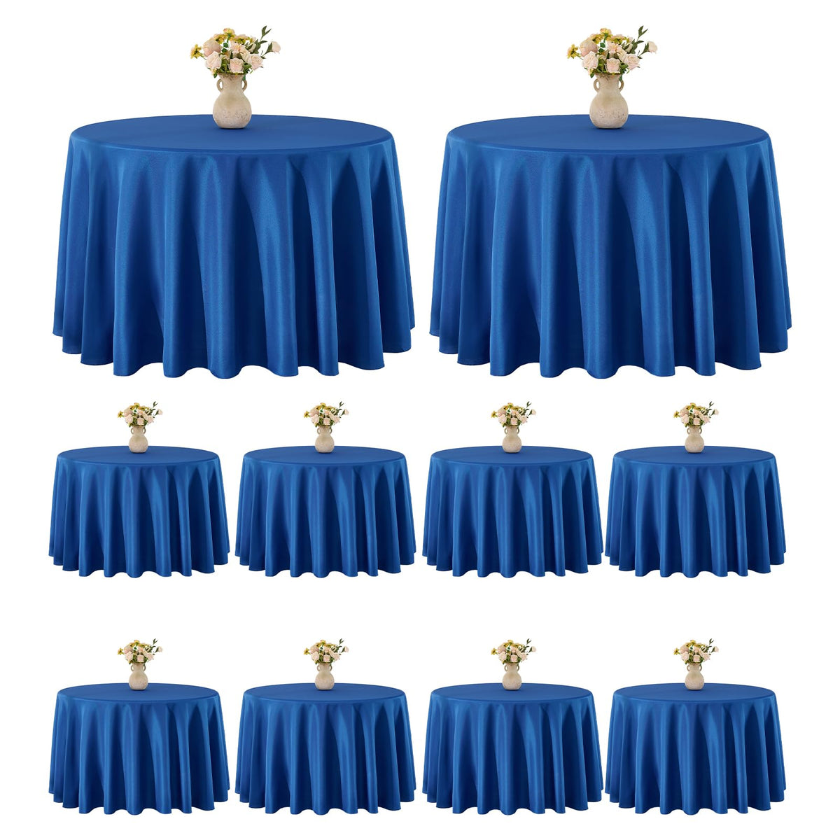 VidaFete Tablecloth 10 Pack 120inch Round Table Cloth Polyester, Navy Blue