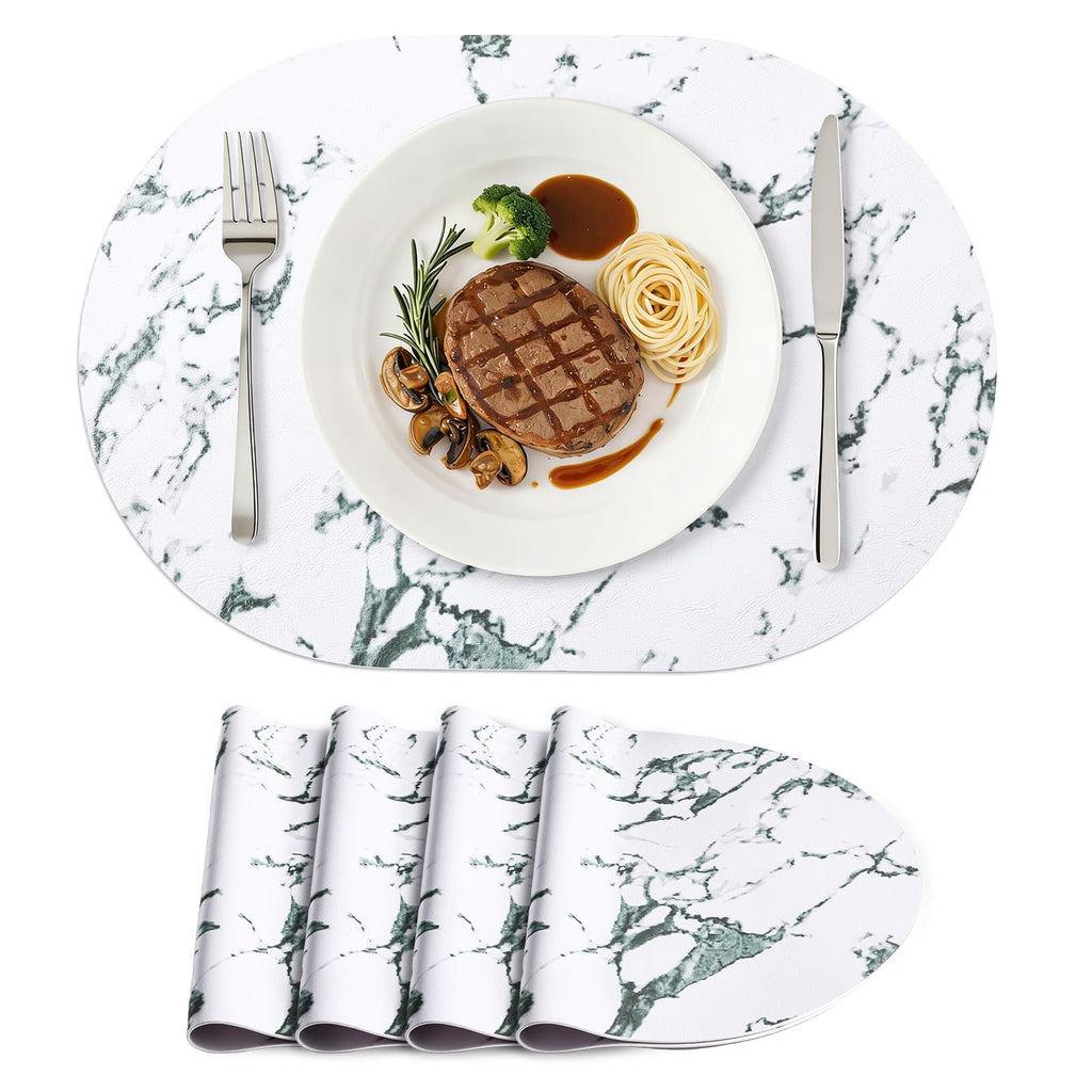 homing Heat Resistant Oval Placemats Set of 6, Light Grey