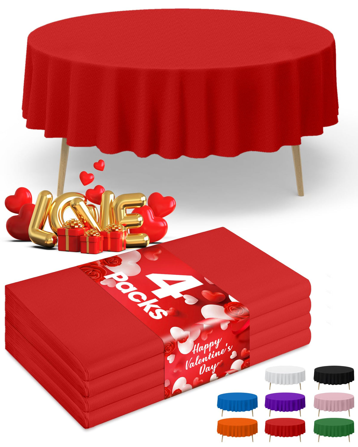 Niuara Ivory Plastic Table Cloth Disposable, 4 Pack, 54 x 108 in