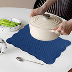 6 PC Quilted Placemats, 18"X13"Extra Large Cotton Placemats Set of 6, 100% Cotton Fabric Washable Cloth Table Mats for Kitchen & Dining Table - Soft &Easy Clean(Sapphire Blue, Rectangular)