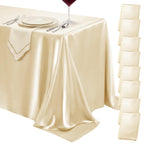 4 Pack Ivory Satin Tablecloth 58 x 102 Inch Overlay Seamless Design