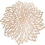Gold Round Placemats for Dining Table Set of 6 Pressed Vinyl Metallic