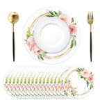 100 Pack Paper Placemats Disposable Pink Floral Wedding Disposable Placemats 13.7 Inch Rose Floral Round Place Mats Spring Summer Table Mats for Birthday Wedding Anniversary Bride Party Supplies