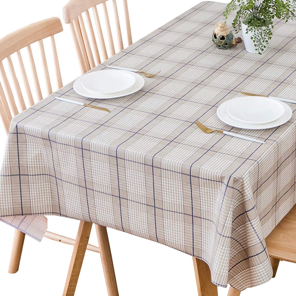 TruDelve Heavy Duty Vinyl Tablecloth Beige Plastic Table Cloth Waterproof Wipeable Oilcloth Tablecloths for Rectangle Tables (54'' x 72'', Leaves)