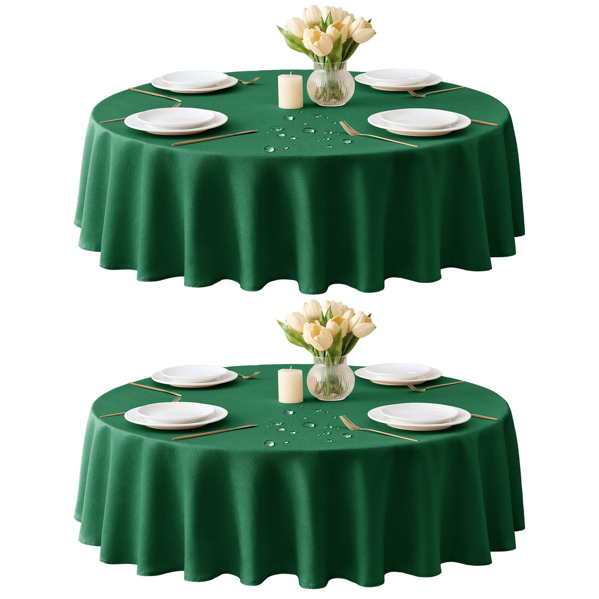 Fall Tablecloths Rectangular 6ft, Slub Texture, Waterproof, 2-Pack