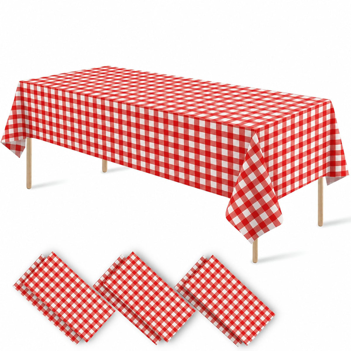 Docoper 3 Pack Sage Green Gingham Disposable Tablecloth Checkered