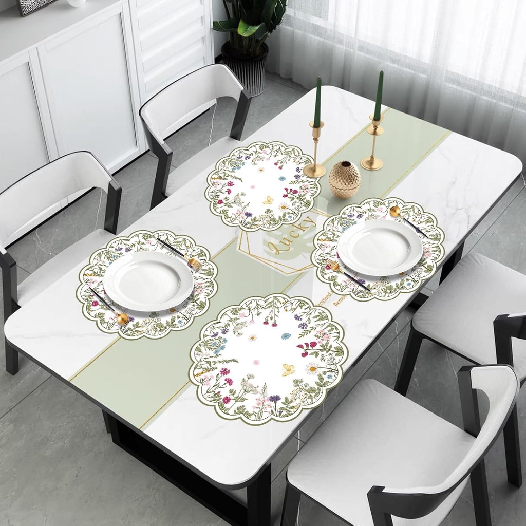 50 PCS Paper Placemats Disposable, Vintage Wildflower Place Mats
