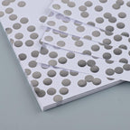 45 Pieces Silver Foil Paper Placemats White and Silver Dots Place Mats Disposable Decorative Paper Table Mats Rectangle Party Placemats for Birthday Wedding Baby Shower Party Dining Decor