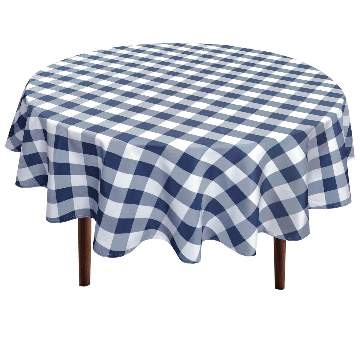 Hiasan Checkered Round Tablecloth 60 Inch Waterproof, Red and White