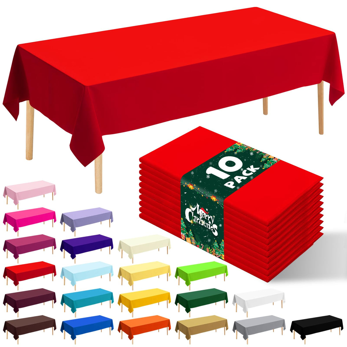 10 Pack Silver Grey Plastic Tablecloth 54x108 Inch Disposable Waterproof Rectangle Table Cover for Party Birthday Wedding Picnic Outdoor