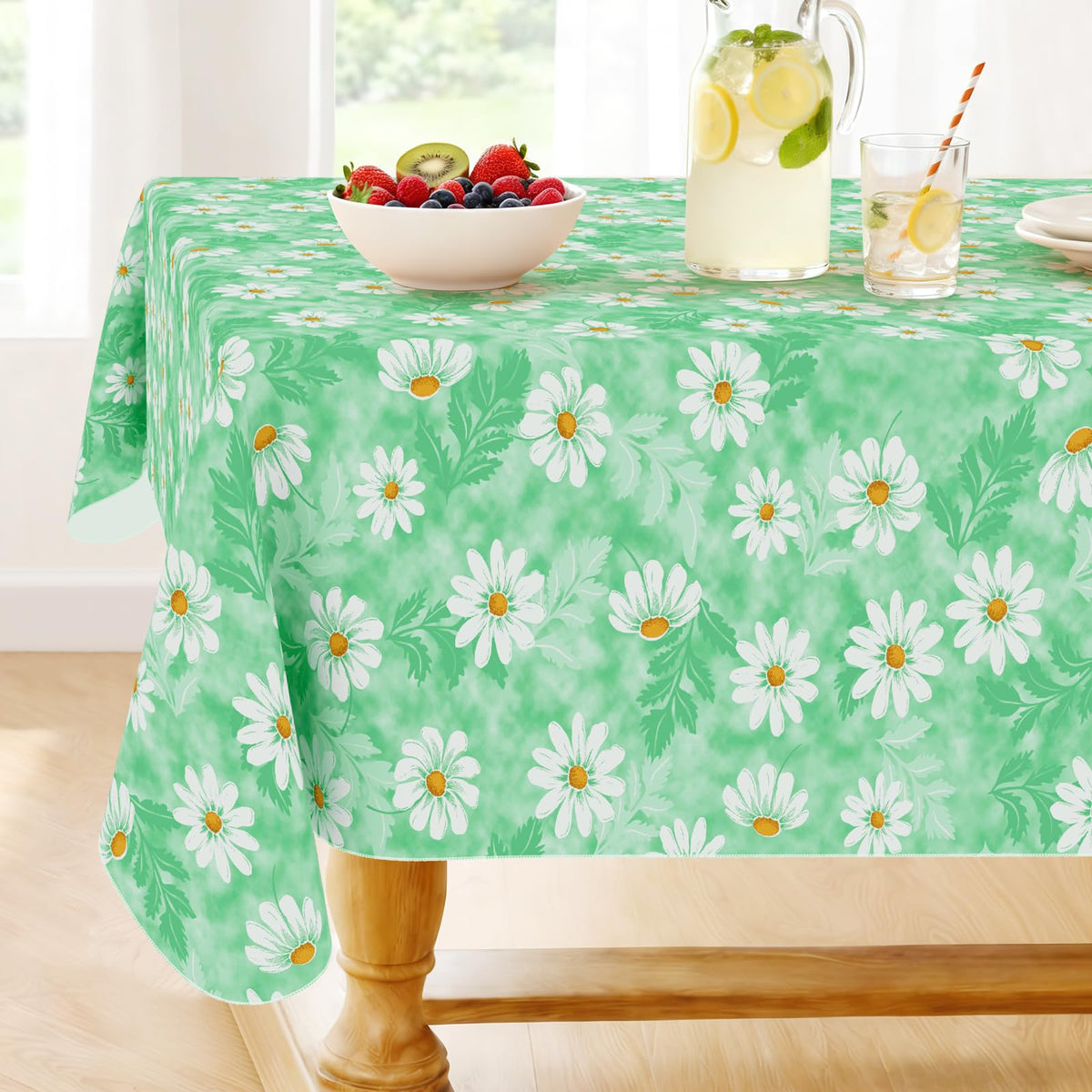 Smiry Fall Rectangle Table Cloth, Waterproof Vinyl Tablecloth with Flannel Backing, Wipeable Autumn Pumpkin Plastic Tablecloths for Harvest and Thanksgiving Parties, (Orange, 60"x84")
